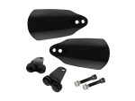 Black motorcycle parts, front fork protectors for Revelry Motorcycles.
