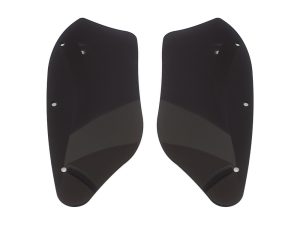 Dark tinted motorcycle windshield pair for Revelry Motorcycles custom bikes.