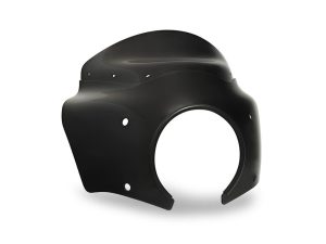 Black motorcycle headlight cowl for Revelry Motorcycles.