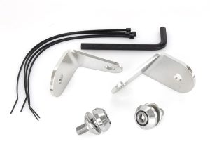 Aluminium motorcycle part with bolts and wiring for Revelry Motorcycles custom builds.