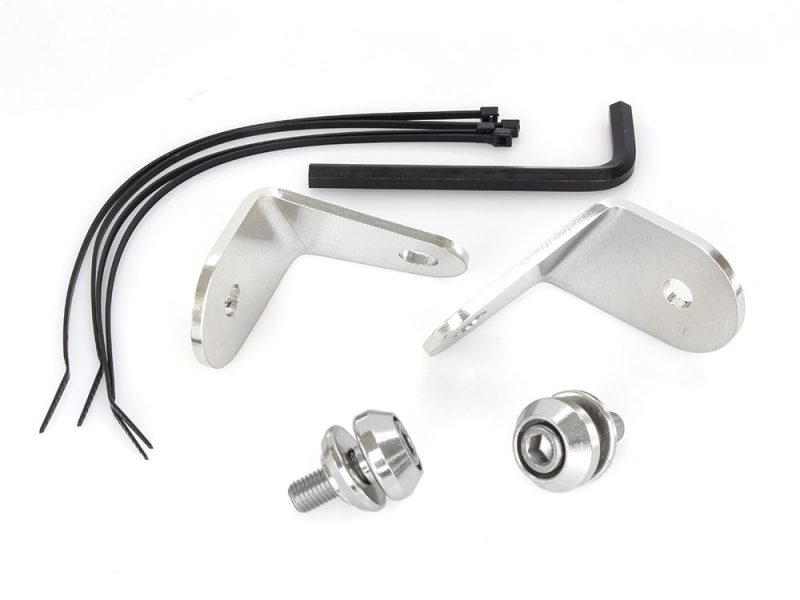 Front Turn Signal Relocation Brackets. Fits FL Softail 1986-2017 With Out Spotlight Bar Aluminium motorcycle part with bolts and wiring for Revelry Motorcycles custom builds.