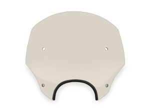 Light beige motorcycle windscreen with black mounting bracket - Revelry Motorcycles Australia.