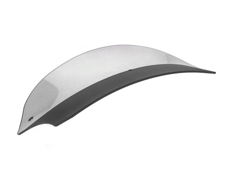 Clear motorcycle windscreen for Revelry Motorcycles, Australian-based custom bike accessories.