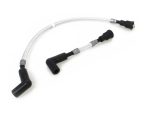 Flexible motorcycle throttle cable with black rubber ends, suitable for revocation bikes.
