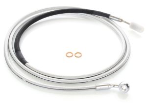 Braided motorcycle brake lines for enhanced safety and performance.