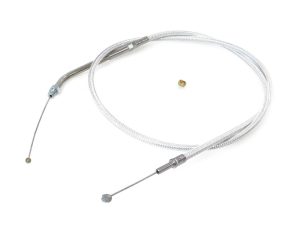 Aluminium motorcycle brake or clutch cable with braided steel outer sheath, suitable for Revelry Motorcycles.