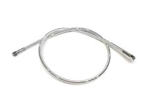 Stainless steel motorcycle brake line for Revelry Motorcycles custom builds.