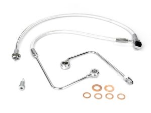Aluminium motorcycle fuel lines and copper washers for custom Harley Davidson bikes.