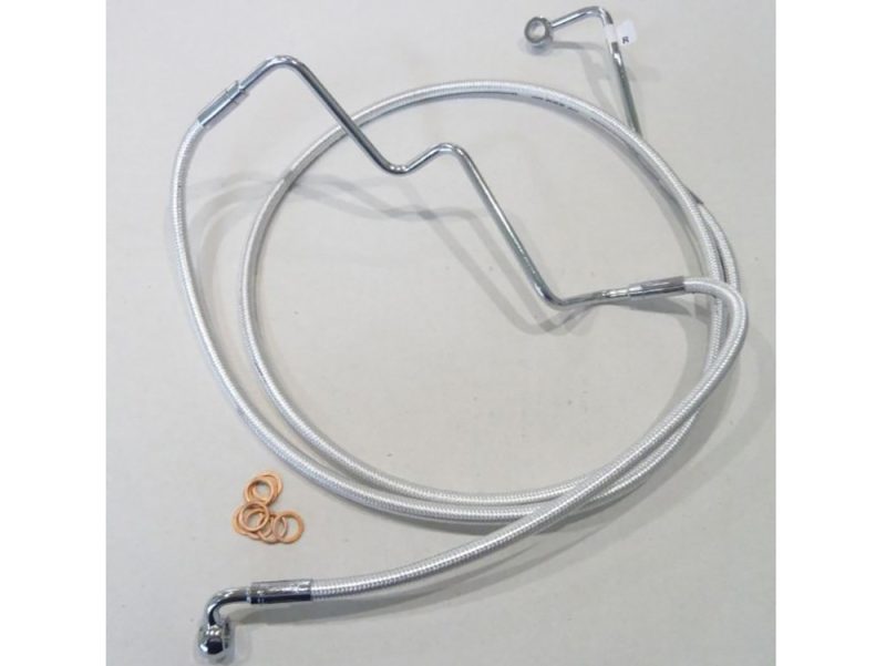 Flexible metal brake lines for motorcycles, high-quality braided hoses for reliable performance.