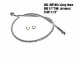 Flexible motorcycle fuel line with brass fittings, suitable for Revelry Motorcycles.