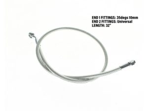 Flexible stainless steel motorcycle brake line for Revelry Motorcycles.