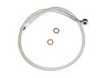 Flexible motorcycle throttle cable with copper washers for custom bikes.