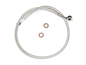 Flexible motorcycle throttle cable with copper washers for custom bikes.