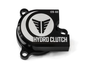 Hydro clutch cover for motorcycle, black anodized finish, Revelry Cycles Australia, premium bike accessories.