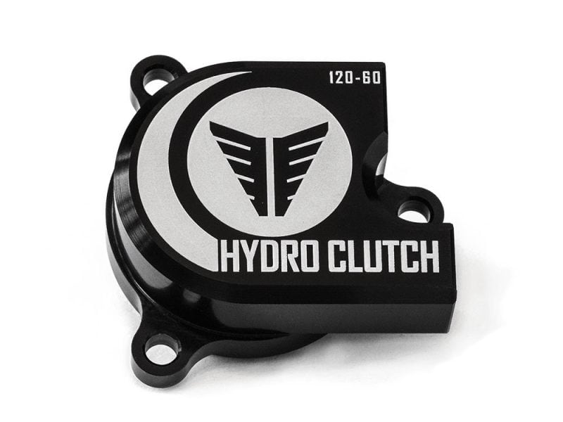 Hydro clutch cover for motorcycle, black anodized finish, Revelry Cycles Australia, premium bike accessories.