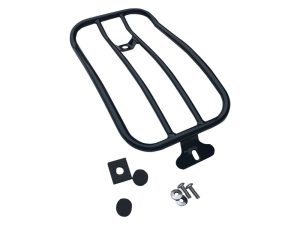 Black motorcycle luggage rack for Revelry Motorcycles bikes.