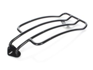 Black motorcycle luggage rack suitable for Revelry Motorcycles.