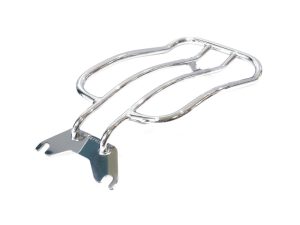 Polished motorcycle headlight rack for custom Revelry Motorcycles builds.