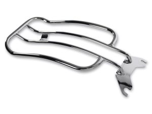 Chrome motorcycle luggage rack for Revelry Motorcycles, durable and stylish.