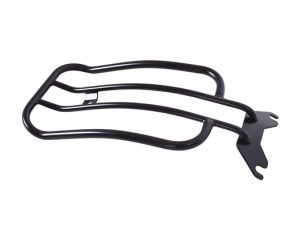 High-quality black motorcycle luggage rack for Revelry Motorcycles, durable and secure.