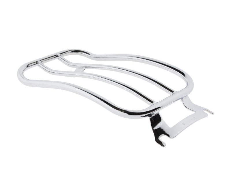 Solo Seat Luggage Rack - Chrome. Fits Touring 1997up. Chrome motorcycle luggage rack for Revelry Motorcycles.