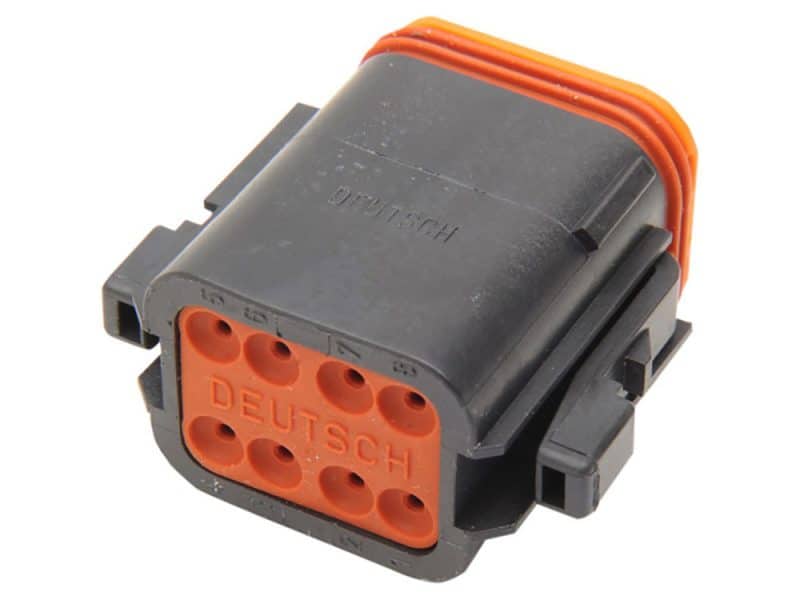 High-quality motorcycle electrical connector with Deutsch housing for motorcycle wiring harnesses.