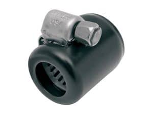 Heavy-duty motorcycle engine part, black with silver fitting, ideal for custom bikes and repairs.