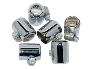 Chrome motorcycle cable end caps for Revelry Motorcycles, high-quality bike accessories.