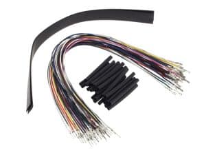 Multi-coloured motorcycle wiring harness extension kit for Revelry Motorcycles.