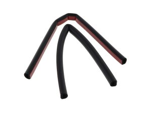 Black motorcycle handlebar grip heat shrink tubing for Revelry Motorcycles.