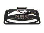 Aluminium motorcycle number plate holder with electronic wiring for Revelry Motorcycles.