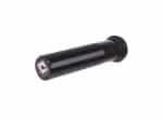 Black motorcycle footpeg from Revelry Cycles, designed for durability and performance.
