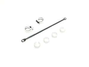 Metal motorcycle axle with spacers and clamps for Revelry Motorcycles.