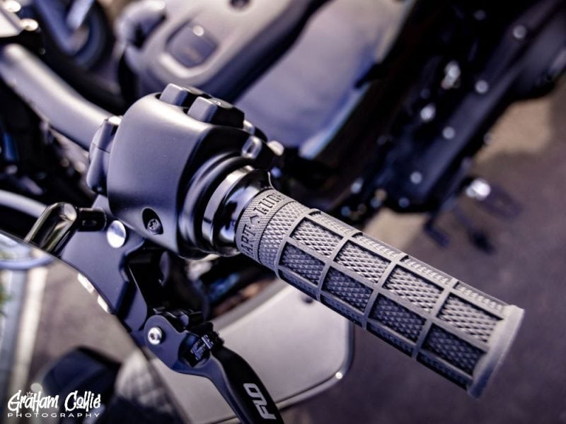 Motorcycle handlebar grip for revelry motorcycles.