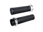 Rubber motorcycle handlebar grips with textured patterns for enhanced grip and control.