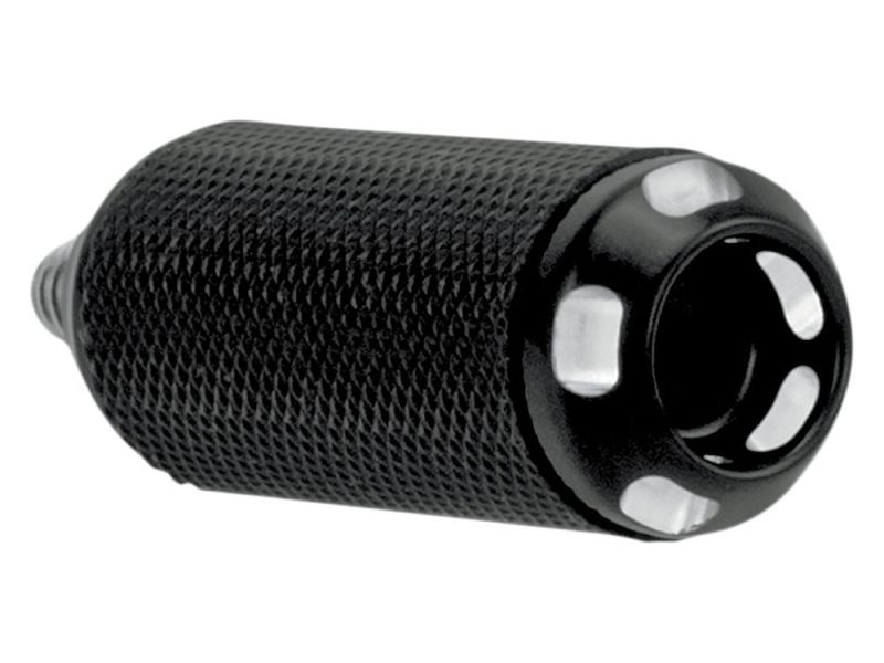Rubber motorcycle grip with textured surface for enhanced control and comfort.