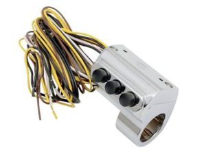 Wiring harness with switch for motorcycle electrical systems.