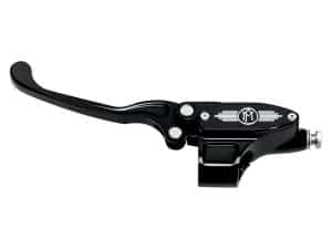Black motorcycle clutch lever for custom bikes and motorcycles.