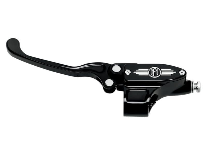 Black motorcycle clutch lever for custom bikes and motorcycles.