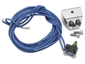 Blue motorcycle wiring kit with connectors and mounting hardware for Revelry Motorcycles.