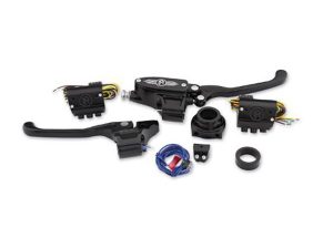Handlebar Control Kit - Black Contrast Cut. Fits HD 1996-2011 with Cable Clutch and Throttle with Single Disc Rotor.