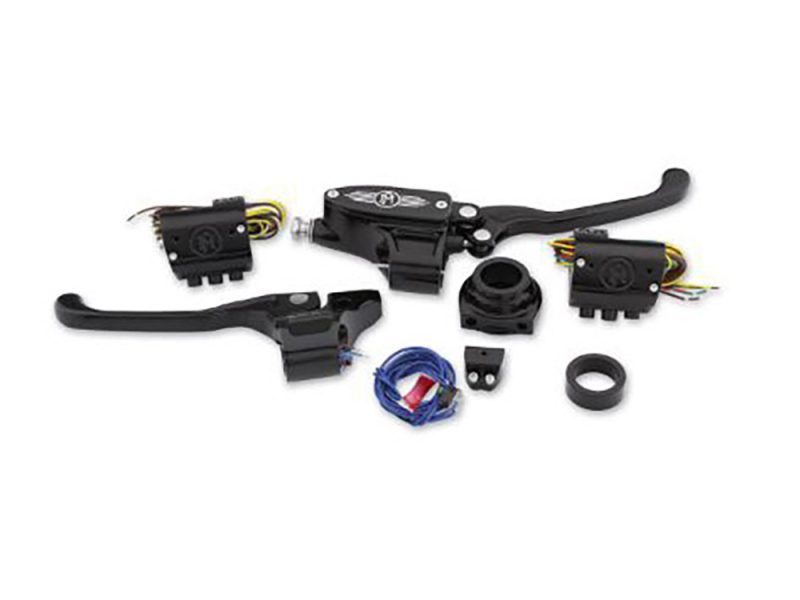 Handlebar Control Kit - Black Contrast Cut. Fits HD 1996-2011 with Cable Clutch and Throttle with Single Disc Rotor.