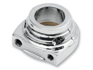 High-performance motorcycle rear wheel hub, chrome finish, fits custom Harley Davidson bikes.