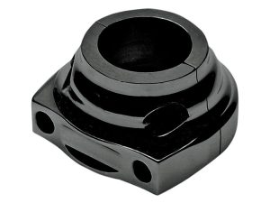 Black motorcycle handlebar riser clamp hardware component for Revelry Motorcycles.