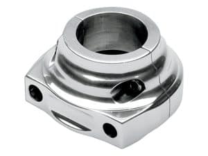 Sleek chrome motorcycle engine component for Revelry Motorcycles, enhancing performance and style.