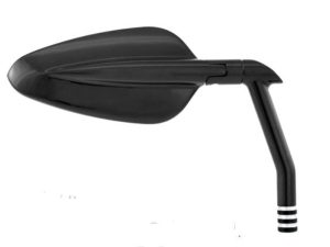 Black motorcycle rearview mirror for Revelry Motorcycles accessories.
