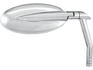 Polished chrome motorcycle headlight for Revelry Motorcycles.