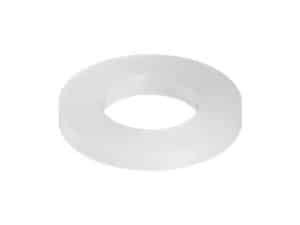 Plain white rubber washer for motorcycle maintenance and repairs.