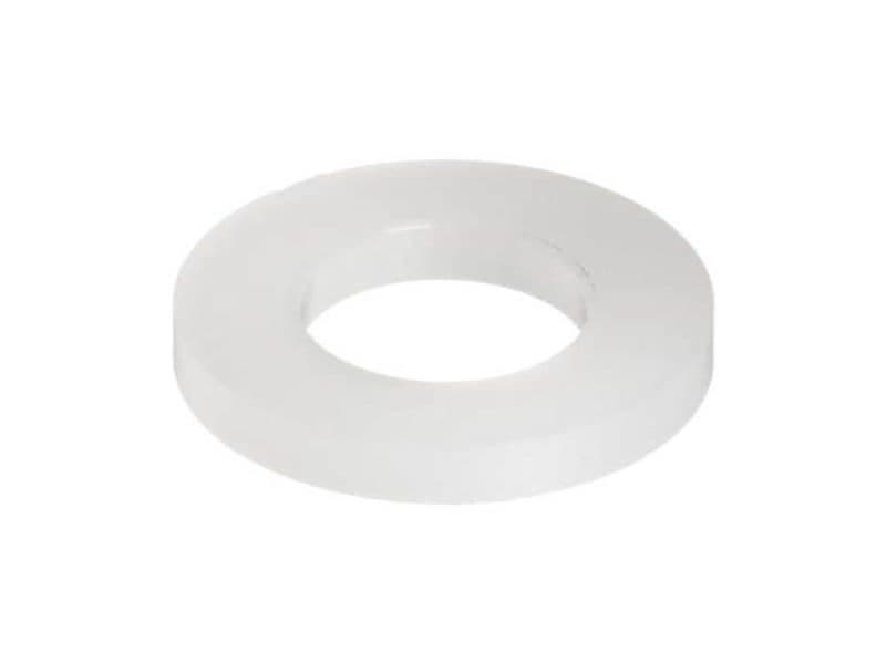 Plain white rubber washer for motorcycle maintenance and repairs.