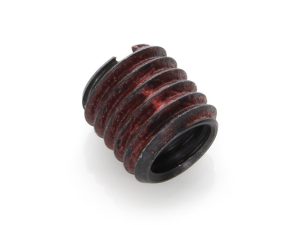 Rusty red motorcycle shock absorber bump stop for Revelry Motorcycles, durable and high-quality.